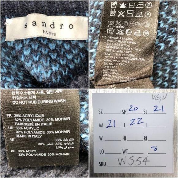 Sandro Paris M Sweater Stooges Mohair Oversized VG - Picture 4 of 10